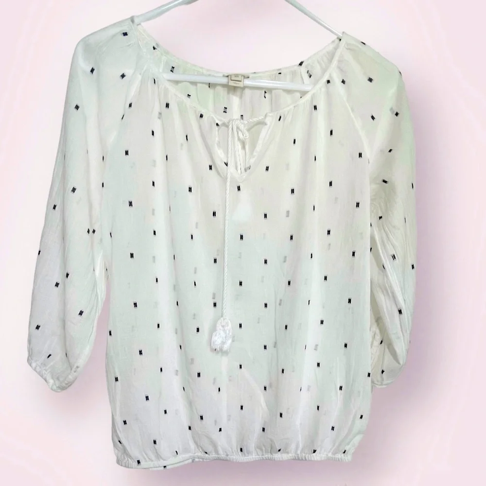 J.Crew White/Blue Women’s Top‎ Blouse Sz XS